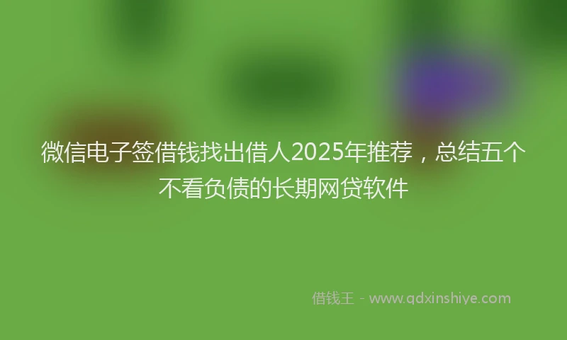 微信电子签借钱找出借人2025年推荐，总结五个不看负债的长期网贷软件