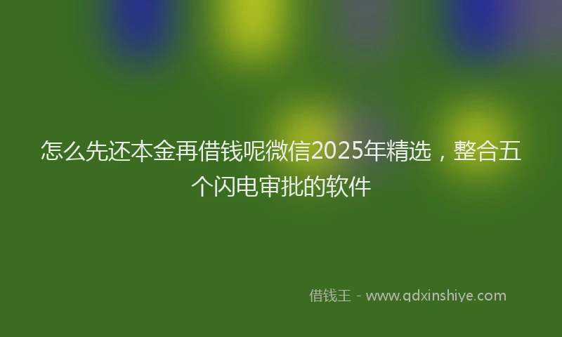 怎么先还本金再借钱呢微信2025年精选，整合五个闪电审批的软件