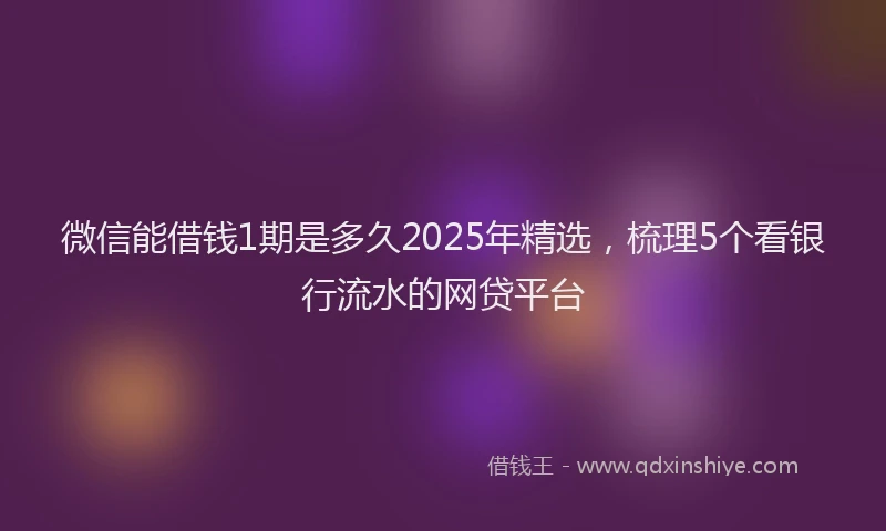 微信能借钱1期是多久2025年精选，梳理5个看银行流水的网贷平台