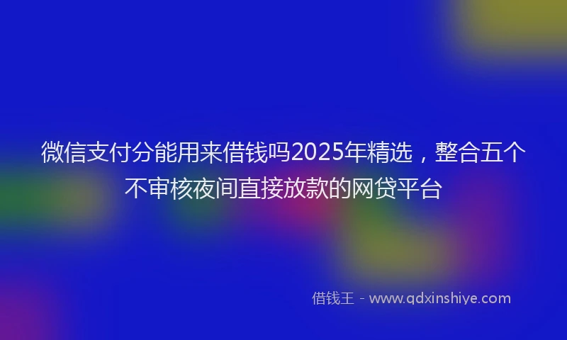 微信支付分能用来借钱吗2025年精选，整合五个不审核夜间直接放款的网贷平台