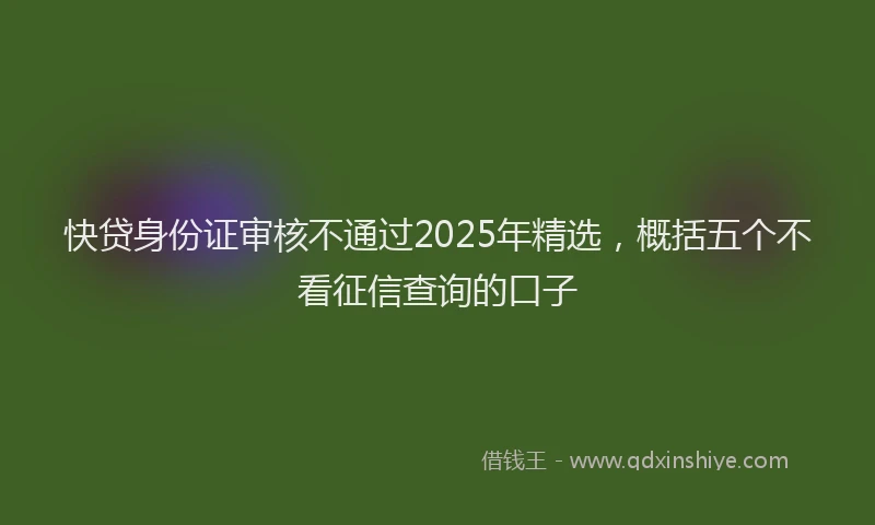 快贷身份证审核不通过2025年精选，概括五个不看征信查询的口子