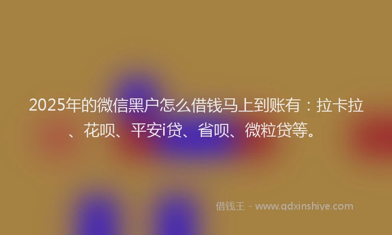 2025年的微信黑户怎么借钱马上到账有：拉卡拉、花呗、平安i贷、省呗、微粒贷等。