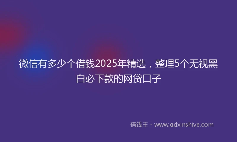 微信有多少个借钱2025年精选，整理5个无视黑白必下款的网贷口子