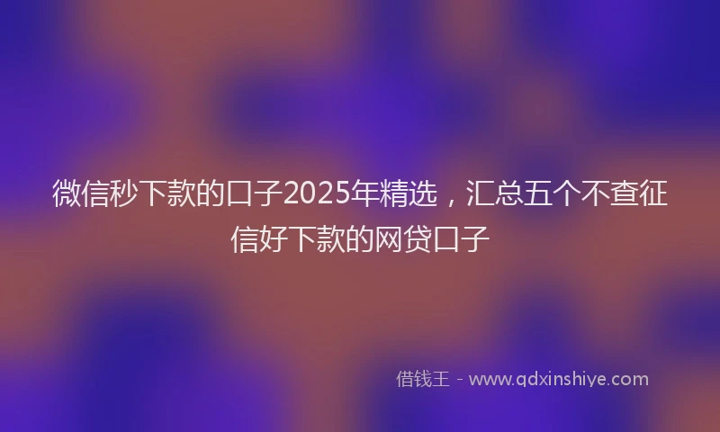 微信秒下款的口子2025年精选，汇总五个不查征信好下款的网贷口子