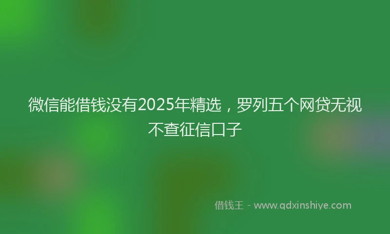 微信能借钱没有2025年精选，罗列五个网贷无视不查征信口子