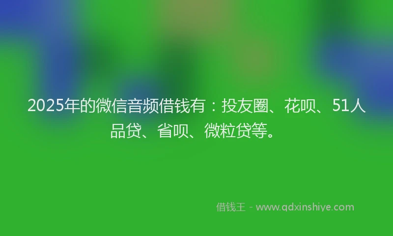 2025年的微信音频借钱有：投友圈、花呗、51人品贷、省呗、微粒贷等。