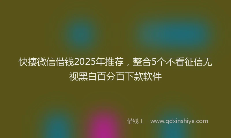 快捿微信借钱2025年推荐，整合5个不看征信无视黑白百分百下款软件