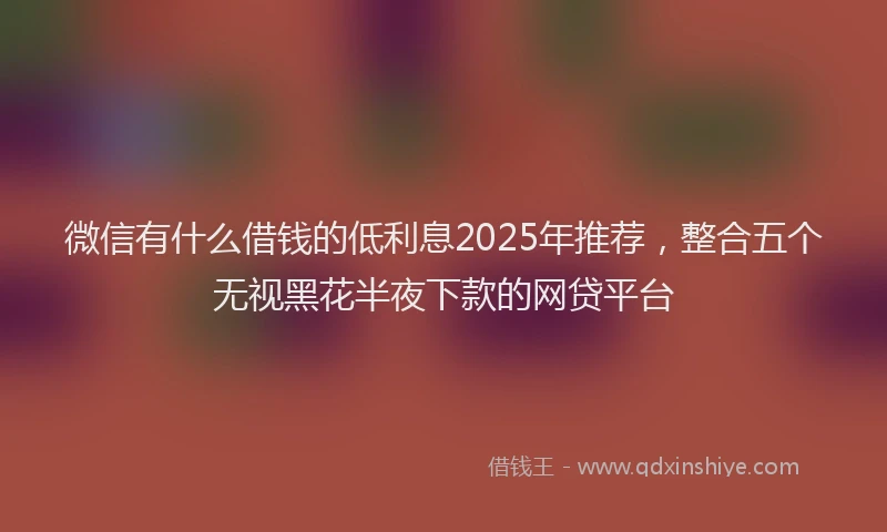 微信有什么借钱的低利息2025年推荐，整合五个无视黑花半夜下款的网贷平台
