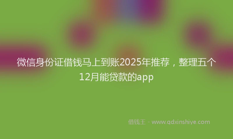 微信身份证借钱马上到账2025年推荐，整理五个12月能贷款的app