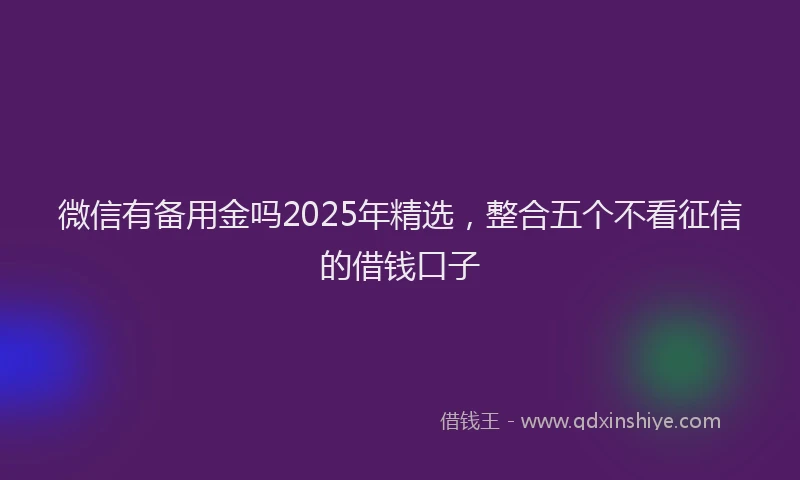 微信有备用金吗2025年精选，整合五个不看征信的借钱口子