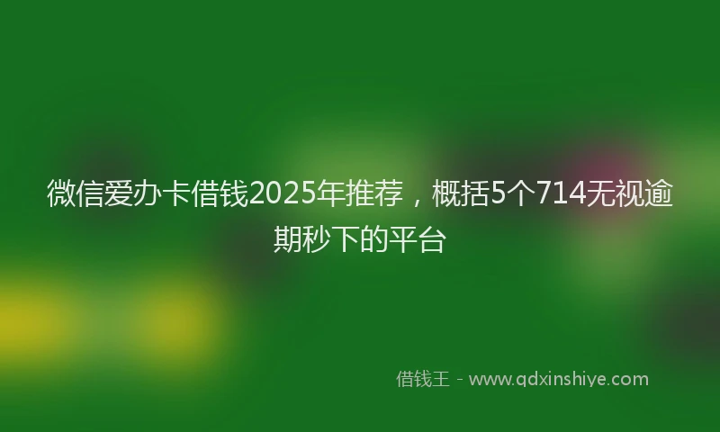 微信爱办卡借钱2025年推荐，概括5个714无视逾期秒下的平台