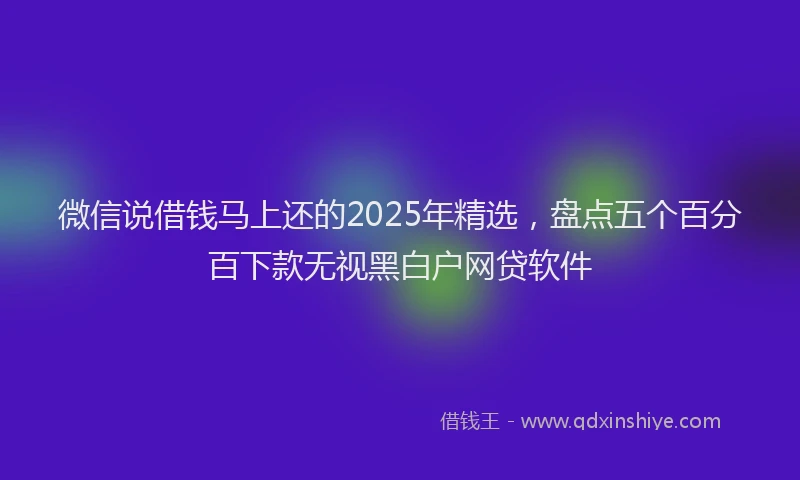 微信说借钱马上还的2025年精选，盘点五个百分百下款无视黑白户网贷软件