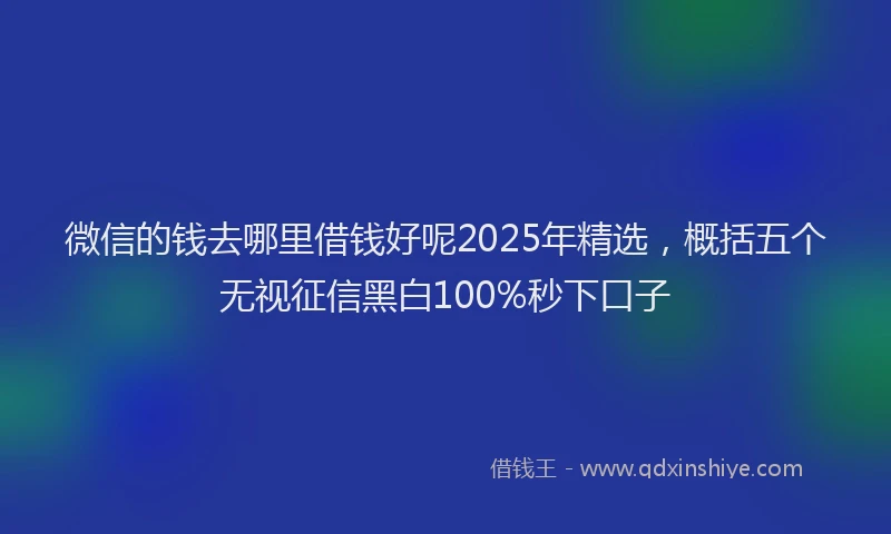 微信的钱去哪里借钱好呢2025年精选，概括五个无视征信黑白100%秒下口子