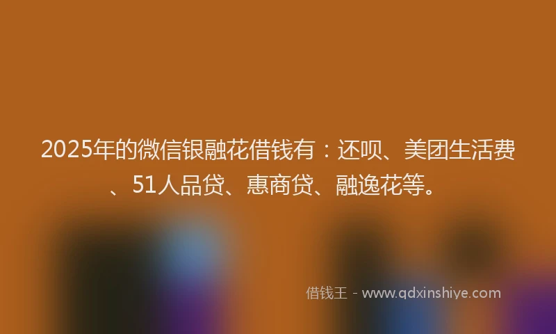 2025年的微信银融花借钱有：还呗、美团生活费、51人品贷、惠商贷、融逸花等。