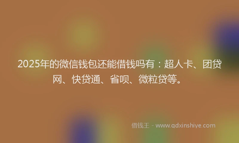 2025年的微信钱包还能借钱吗有：超人卡、团贷网、快贷通、省呗、微粒贷等。