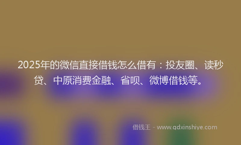 2025年的微信直接借钱怎么借有：投友圈、读秒贷、中原消费金融、省呗、微博借钱等。