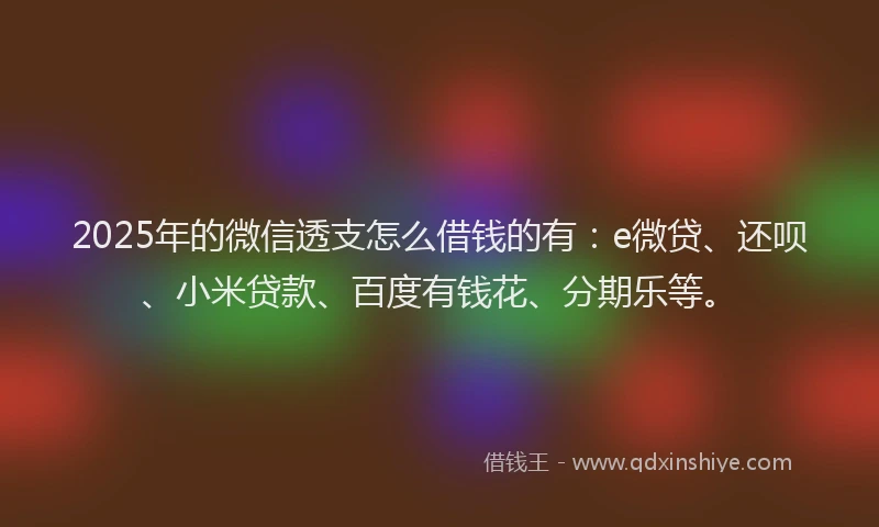2025年的微信透支怎么借钱的有：e微贷、还呗、小米贷款、百度有钱花、分期乐等。