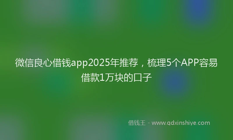 微信良心借钱app2025年推荐，梳理5个APP容易借款1万块的口子