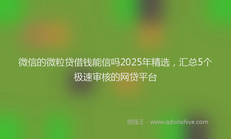 微信的微粒贷借钱能信吗2025年精选，汇总5个极速审核的网贷平台