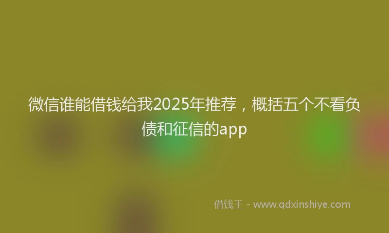 微信谁能借钱给我2025年推荐，概括五个不看负债和征信的app