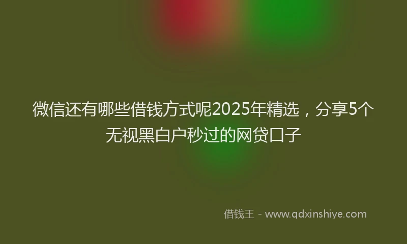 微信还有哪些借钱方式呢2025年精选，分享5个无视黑白户秒过的网贷口子