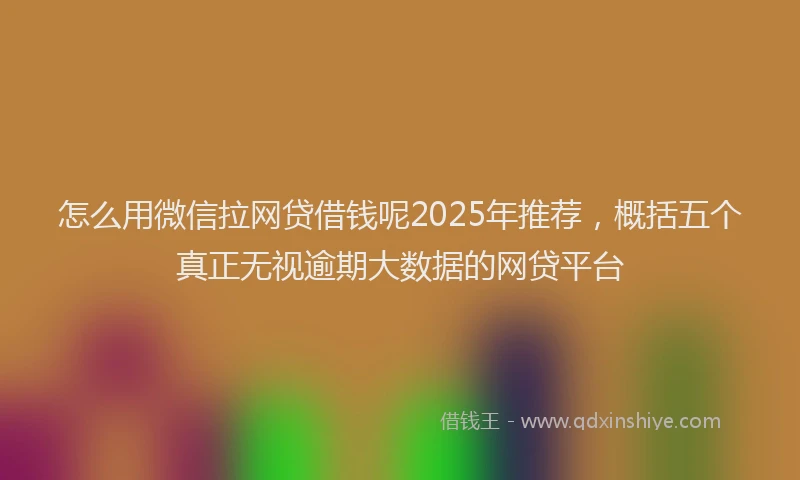 怎么用微信拉网贷借钱呢2025年推荐，概括五个真正无视逾期大数据的网贷平台