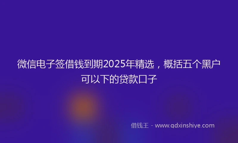 微信电子签借钱到期2025年精选，概括五个黑户可以下的贷款口子