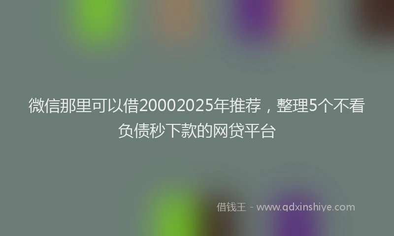 微信那里可以借20002025年推荐，整理5个不看负债秒下款的网贷平台