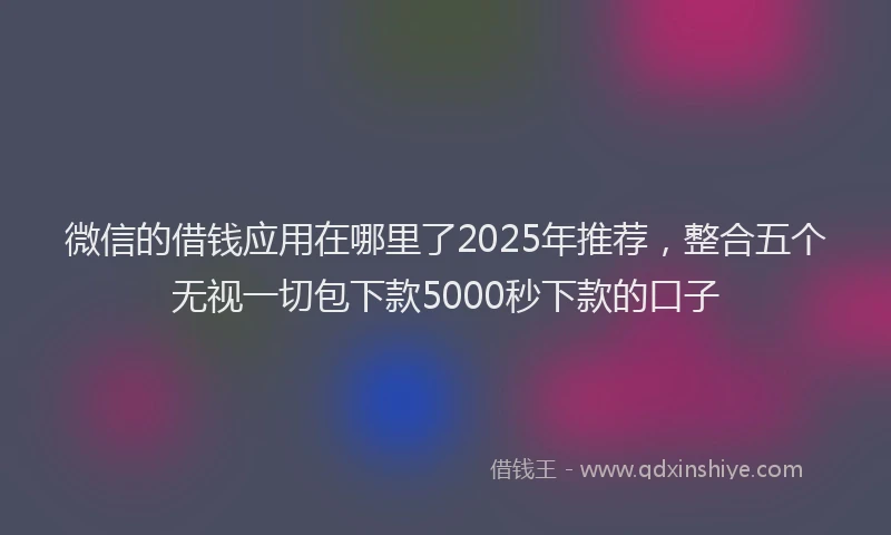 微信的借钱应用在哪里了2025年推荐，整合五个无视一切包下款5000秒下款的口子