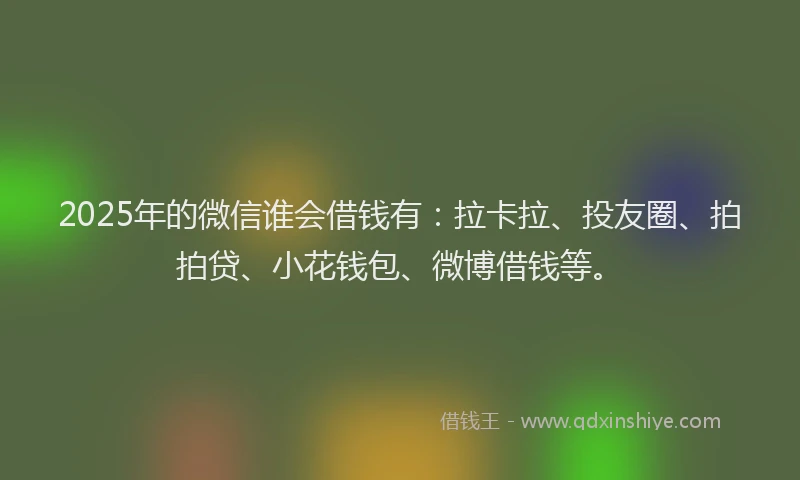 2025年的微信谁会借钱有：拉卡拉、投友圈、拍拍贷、小花钱包、微博借钱等。