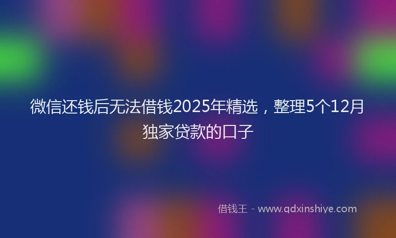 微信还钱后无法借钱2025年精选，整理5个12月独家贷款的口子