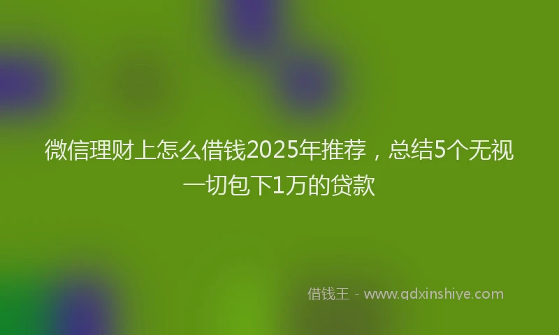 微信理财上怎么借钱2025年推荐，总结5个无视一切包下1万的贷款