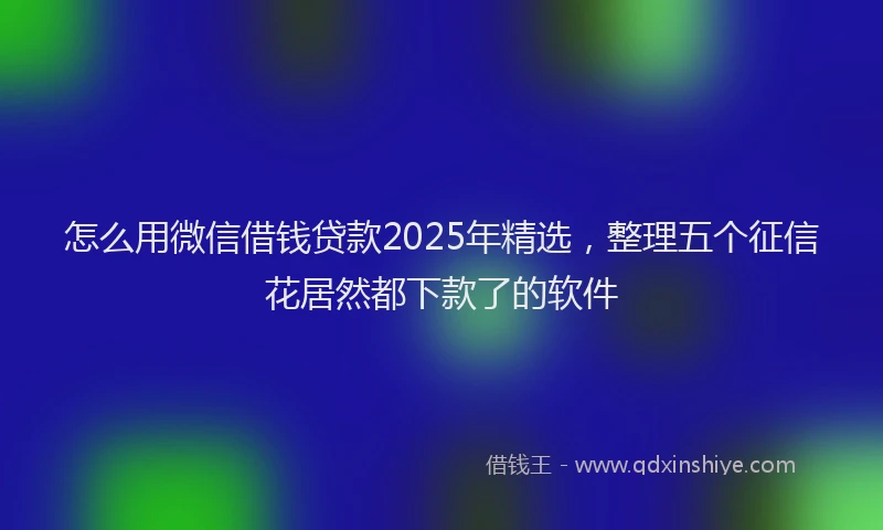 怎么用微信借钱贷款2025年精选，整理五个征信花居然都下款了的软件