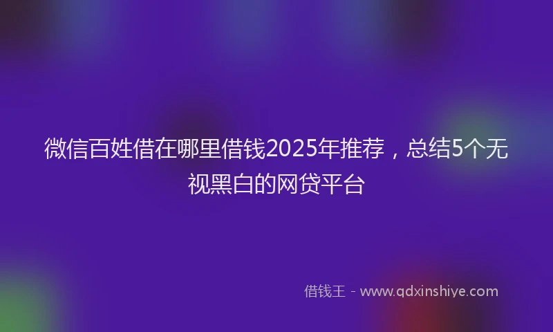 微信百姓借在哪里借钱2025年推荐，总结5个无视黑白的网贷平台