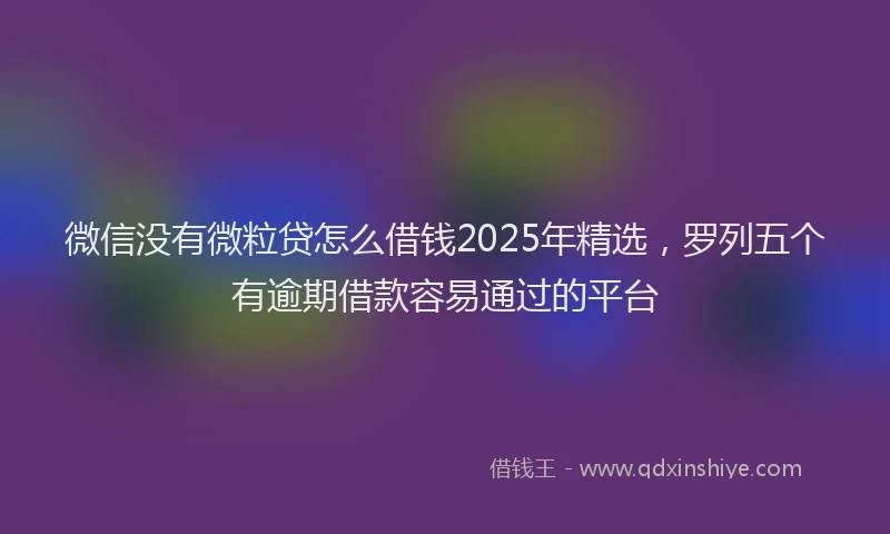 微信没有微粒贷怎么借钱2025年精选，罗列五个有逾期借款容易通过的平台