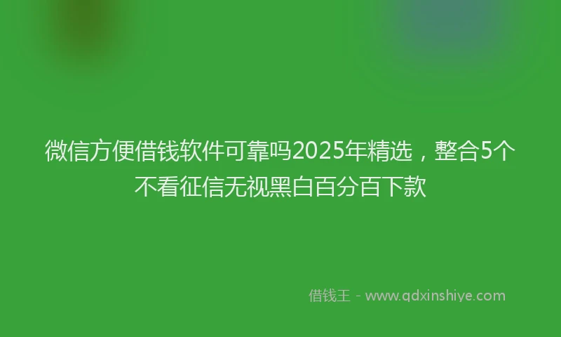 微信方便借钱软件可靠吗2025年精选，整合5个不看征信无视黑白百分百下款
