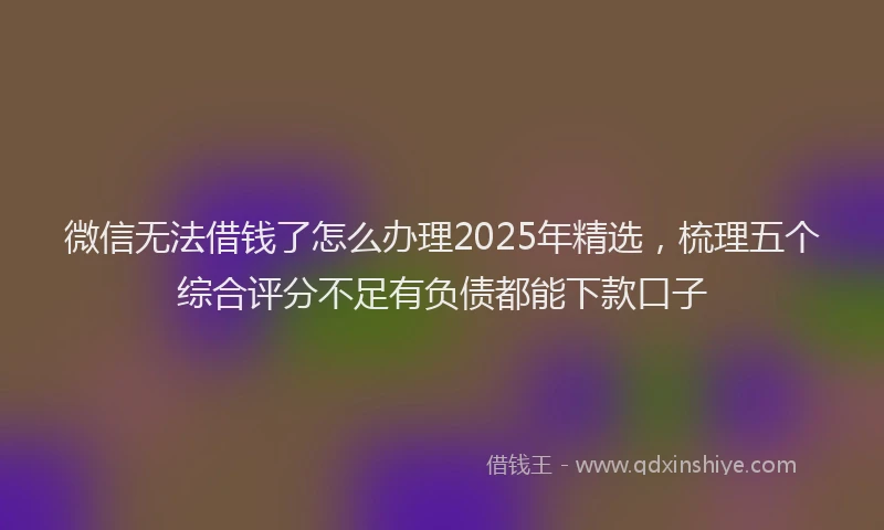 微信无法借钱了怎么办理2025年精选，梳理五个综合评分不足有负债都能下款口子