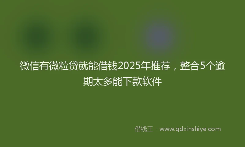 微信有微粒贷就能借钱2025年推荐，整合5个逾期太多能下款软件