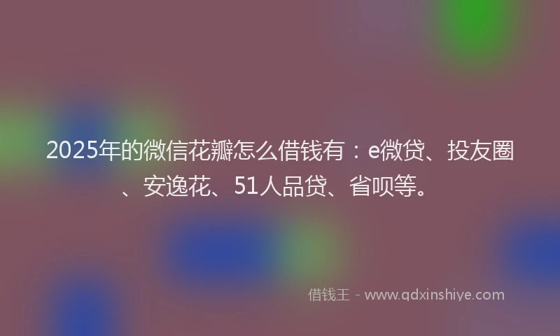 2025年的微信花瓣怎么借钱有：e微贷、投友圈、安逸花、51人品贷、省呗等。