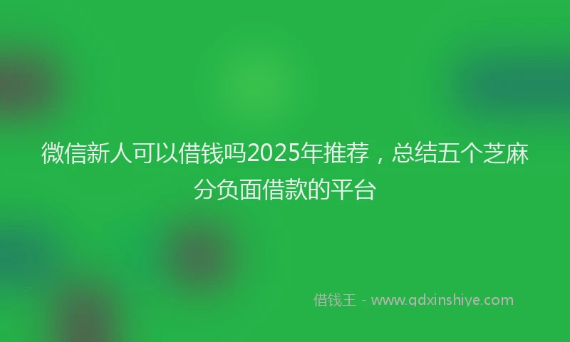 微信新人可以借钱吗2025年推荐，总结五个芝麻分负面借款的平台