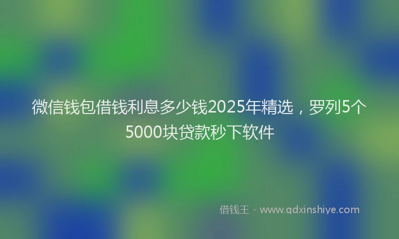 微信钱包借钱利息多少钱2025年精选，罗列5个5000块贷款秒下软件