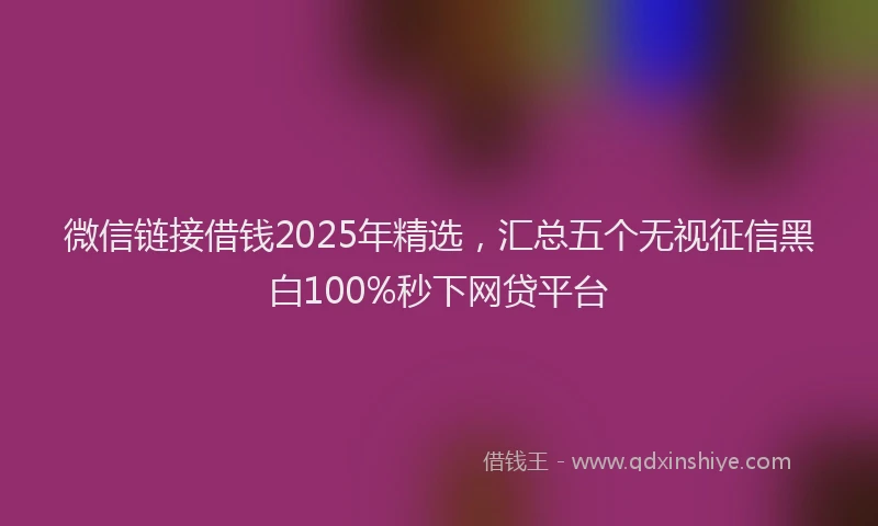 微信链接借钱2025年精选，汇总五个无视征信黑白100%秒下网贷平台