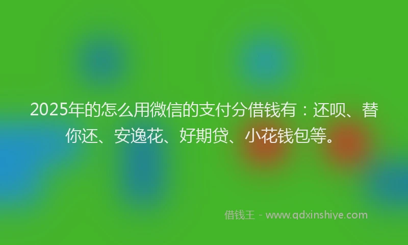 2025年的怎么用微信的支付分借钱有：还呗、替你还、安逸花、好期贷、小花钱包等。