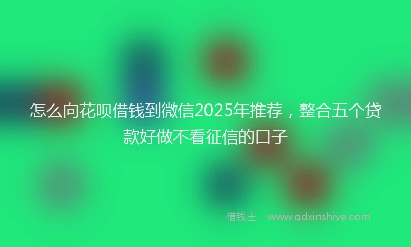 怎么向花呗借钱到微信2025年推荐，整合五个贷款好做不看征信的口子