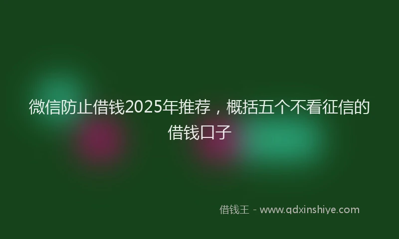 微信防止借钱2025年推荐，概括五个不看征信的借钱口子