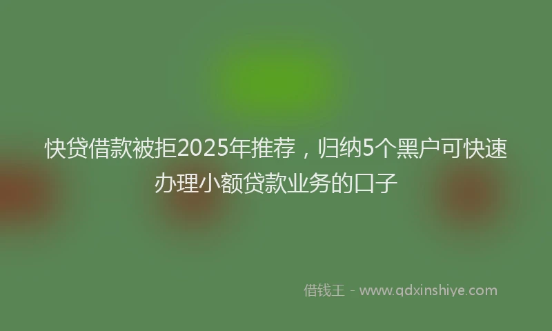 快贷借款被拒2025年推荐，归纳5个黑户可快速办理小额贷款业务的口子