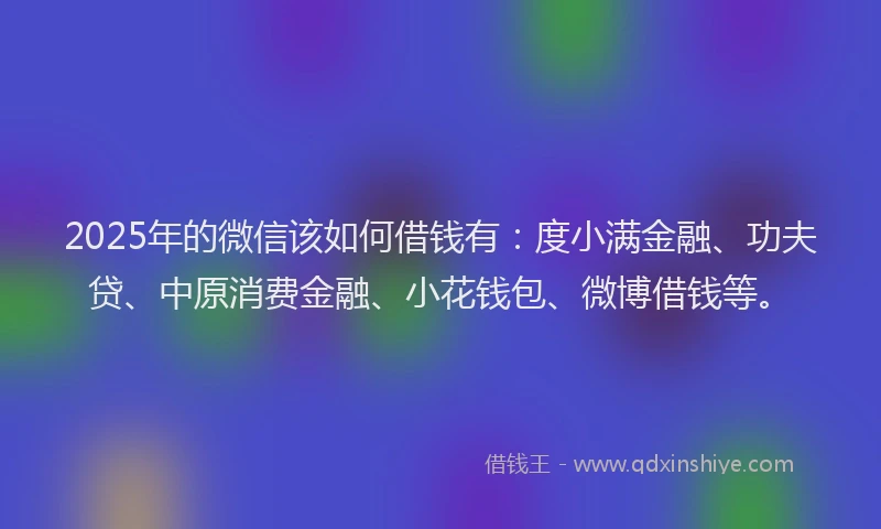 2025年的微信该如何借钱有：度小满金融、功夫贷、中原消费金融、小花钱包、微博借钱等。