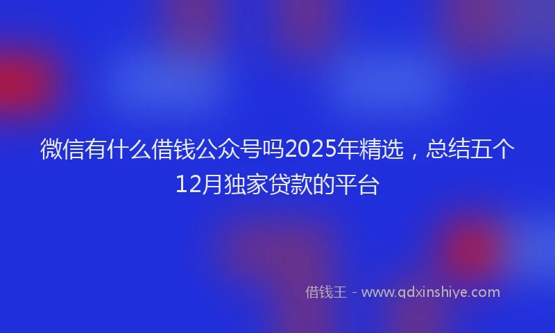 微信有什么借钱公众号吗2025年精选，总结五个12月独家贷款的平台