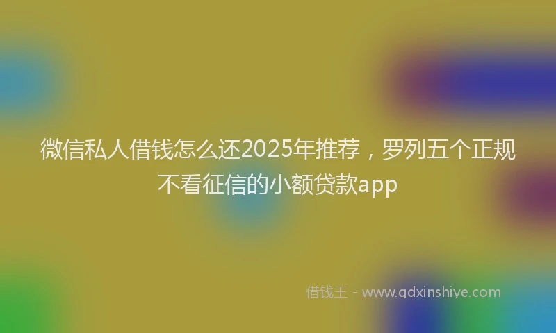 微信私人借钱怎么还2025年推荐，罗列五个正规不看征信的小额贷款app
