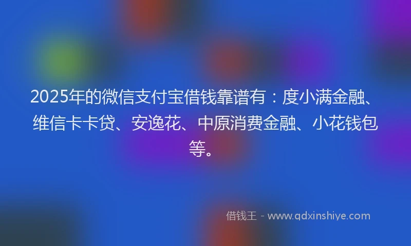 2025年的微信支付宝借钱靠谱有：度小满金融、维信卡卡贷、安逸花、中原消费金融、小花钱包等。